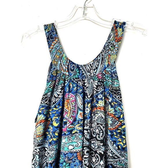 Swing Mini Dress Paisley High Neck Multicolor Size S Jersey - Picture 7 of 8